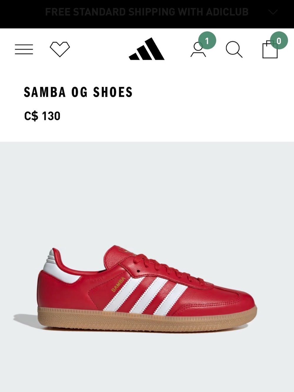 adidas Samba OG Sneakers - Red / White